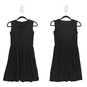 Uniqlo Women XS Dress Black Stretch Sleeveless V Neck Modal Cotton 079656